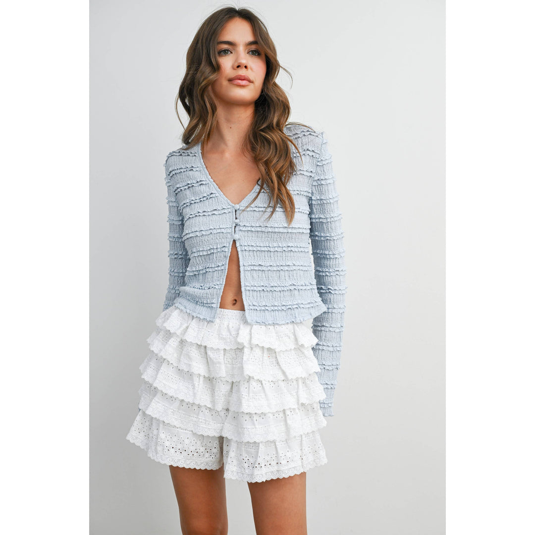 Anastasia Ruched Ribbon Knit Top