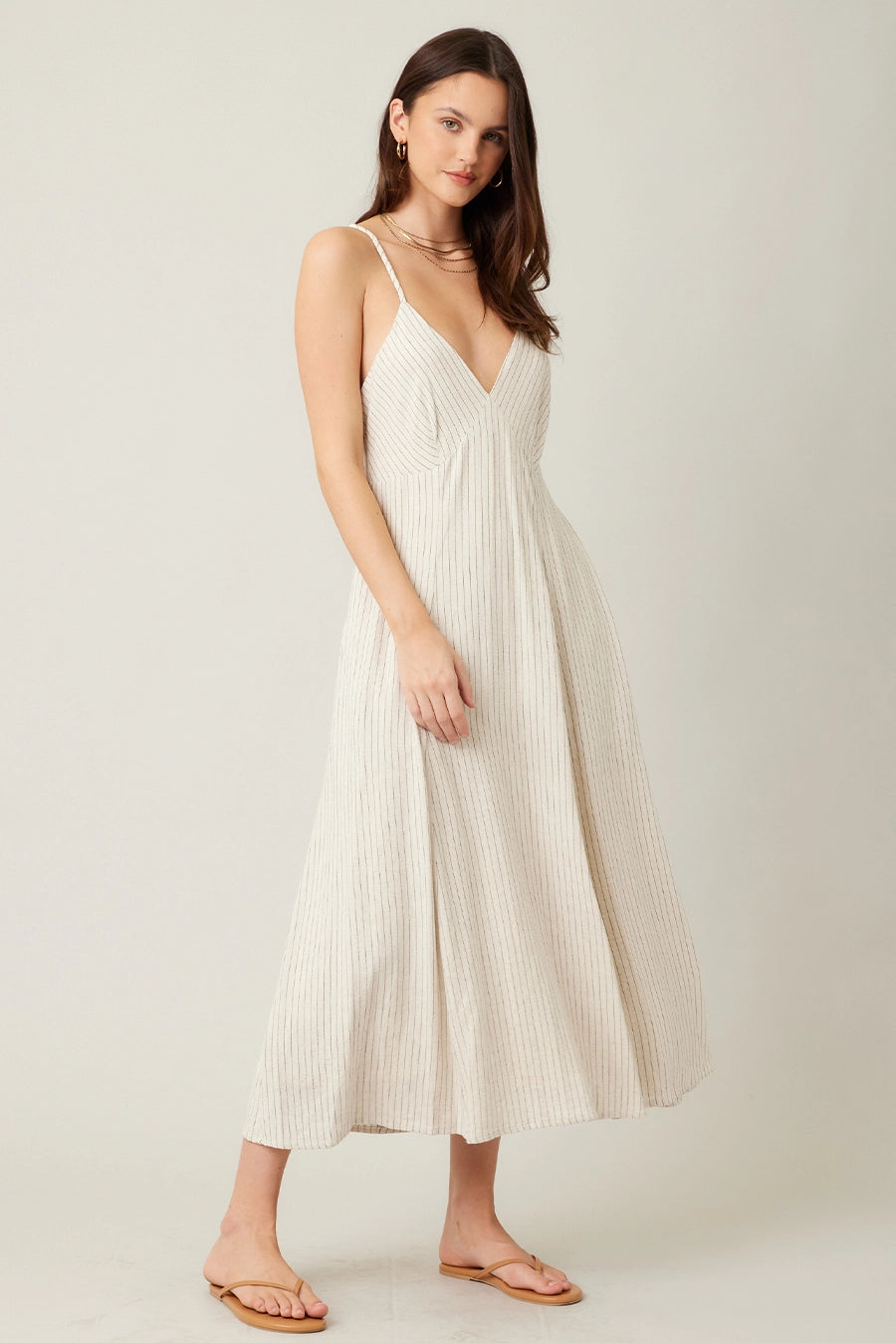 Eden Linen Striped Midi Dress