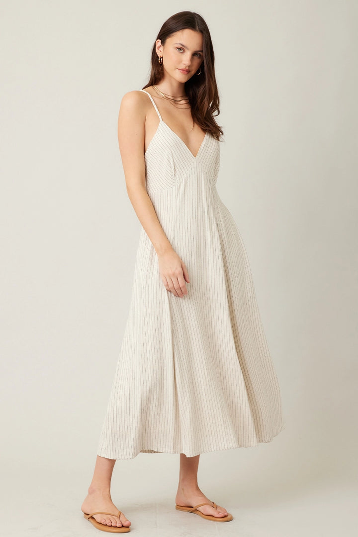 Eden Linen Striped Midi Dress