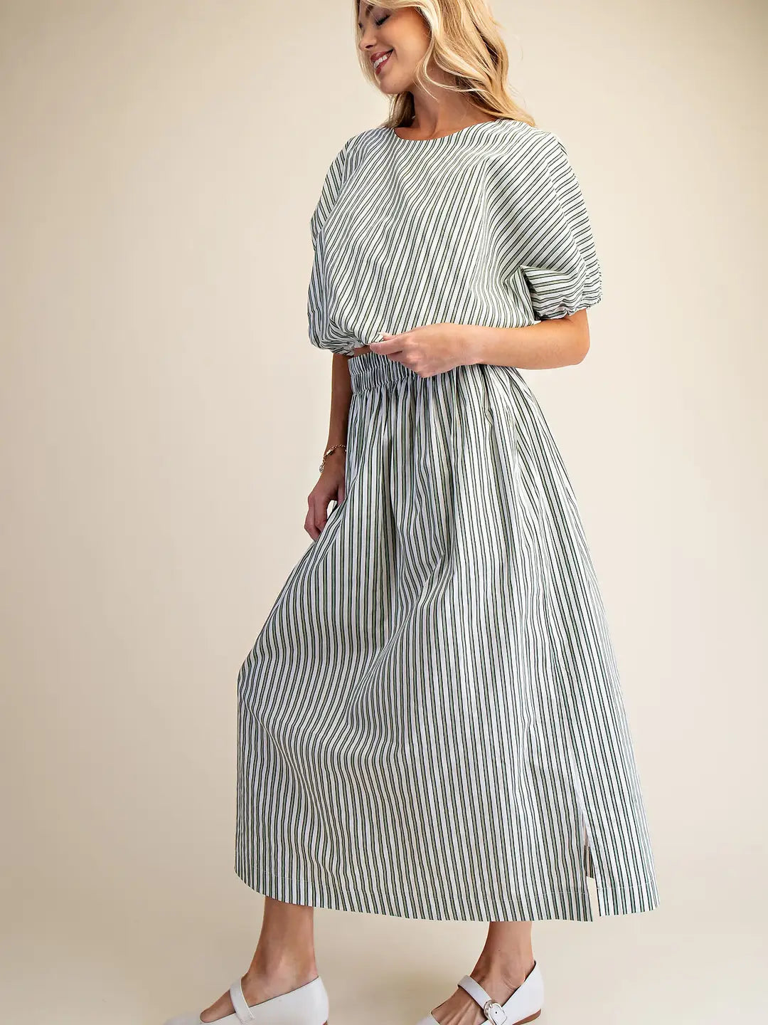 Sage Striped Maxi Skirt