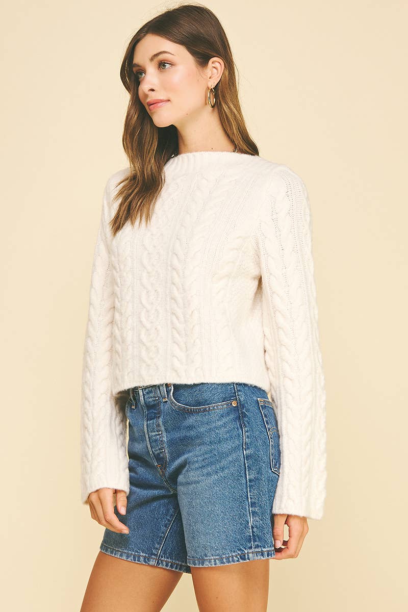 Carrie Cable Knit Cropped Sweater