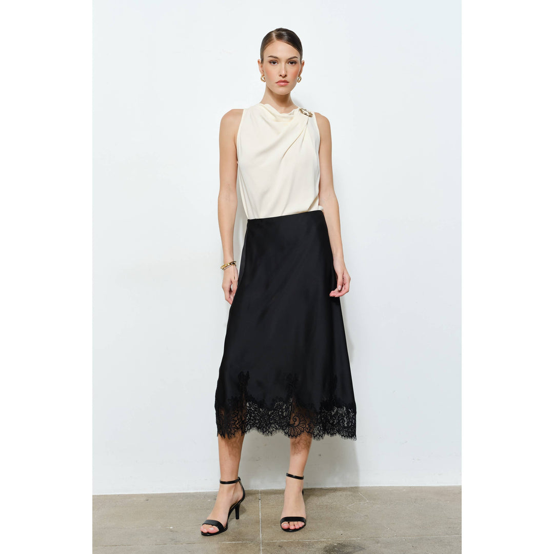Georgina Lace Silk Midi Skirt