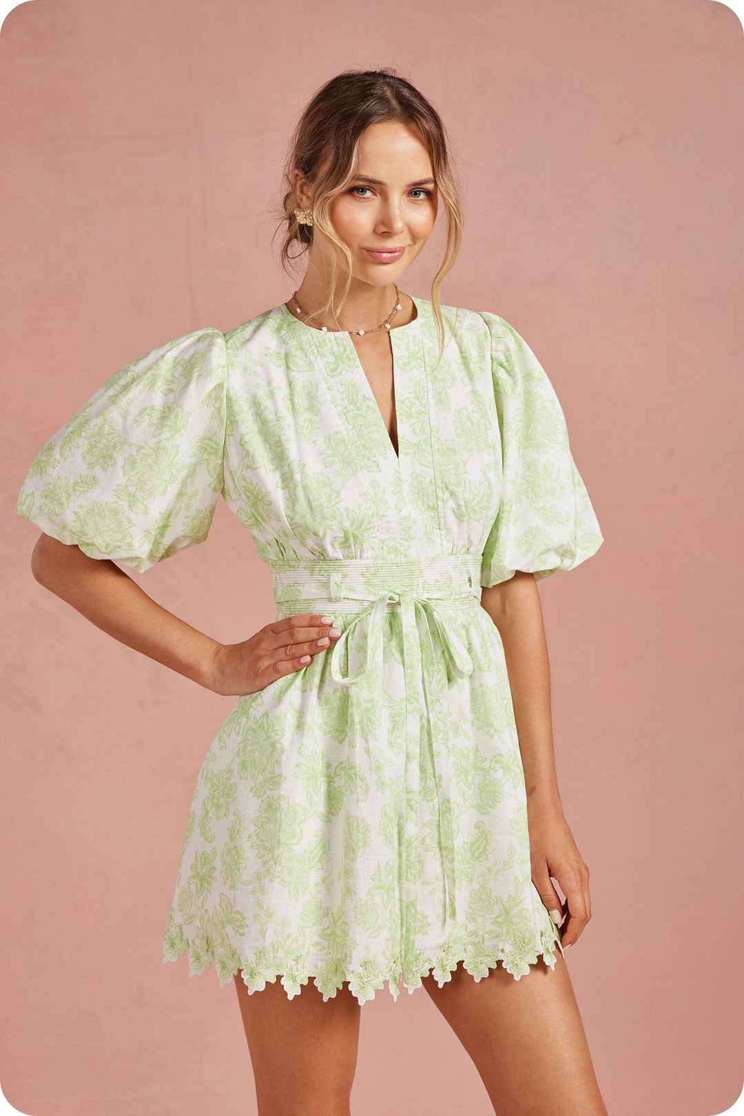 Scarlett Lace Puff Mini Dress