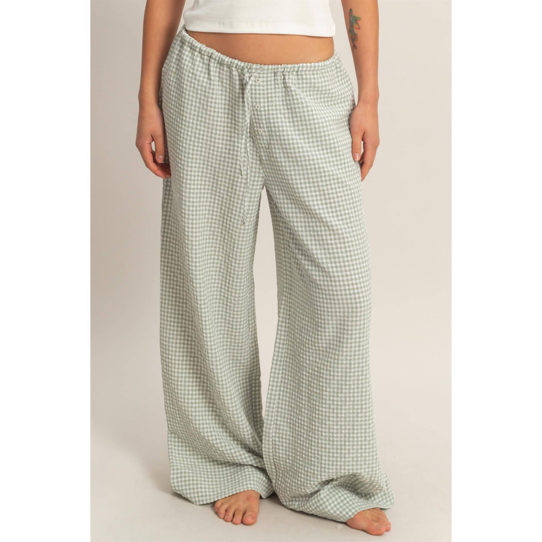 Emma Gingham Wide-Leg Pants