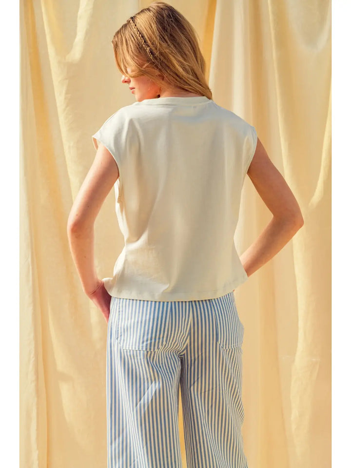 Eliza Waist Detail Cap Sleeve Top