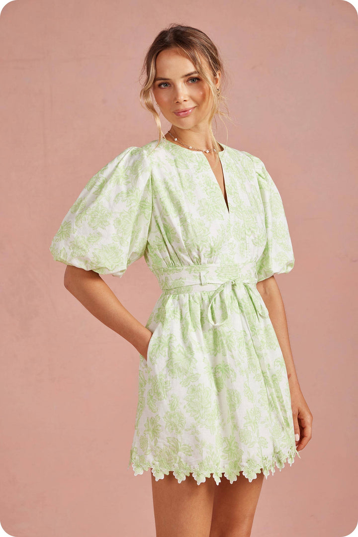 Scarlett Lace Puff Mini Dress