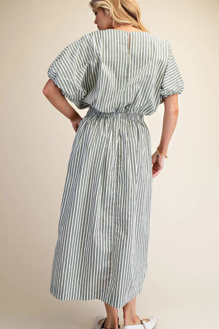 Sage Striped Maxi Skirt