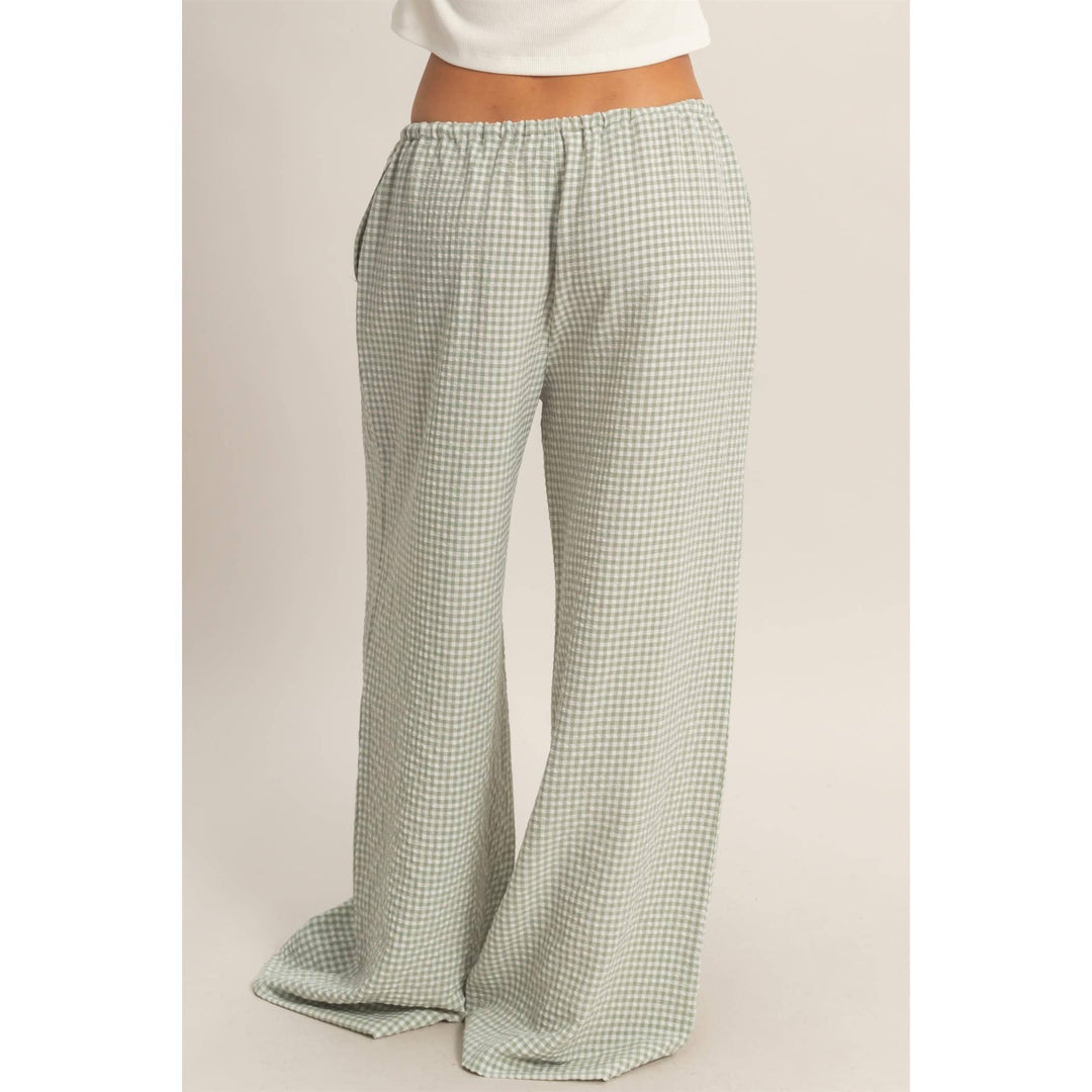 Emma Gingham Wide-Leg Pants