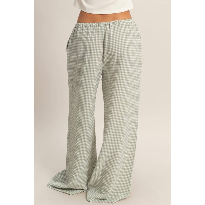 Emma Gingham Wide-Leg Pants