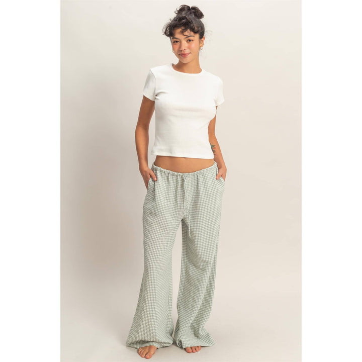 Emma Gingham Wide-Leg Pants