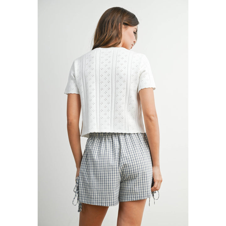 Sunday Tie-Front Pointelle Knit Top