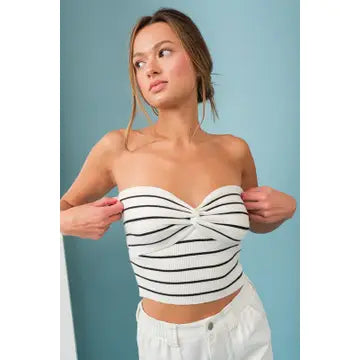 Savanah Twist Front Rib Knit Top