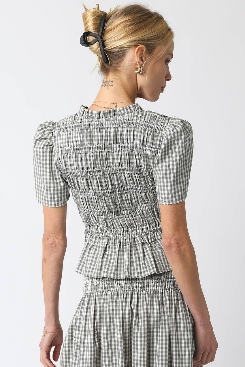 Rory Gingham Ruffled Top