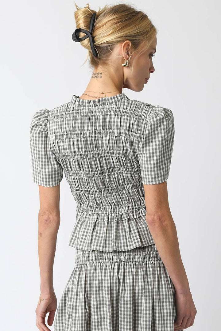 Rory Gingham Ruffled Top