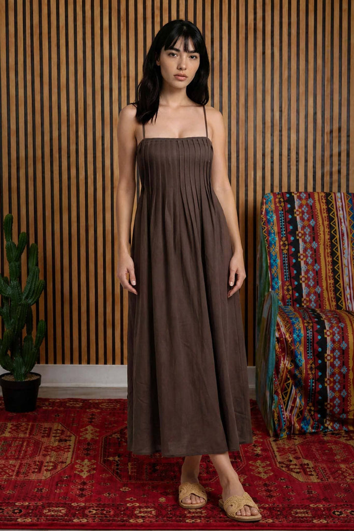 Aileen Pintuck Detail Midi Dress