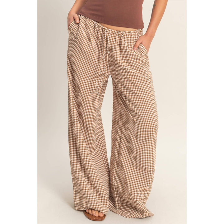 Emma Gingham Wide-Leg Pants