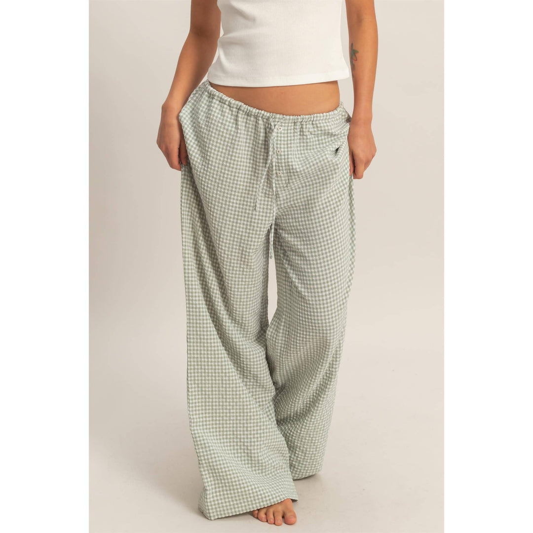 Emma Gingham Wide-Leg Pants