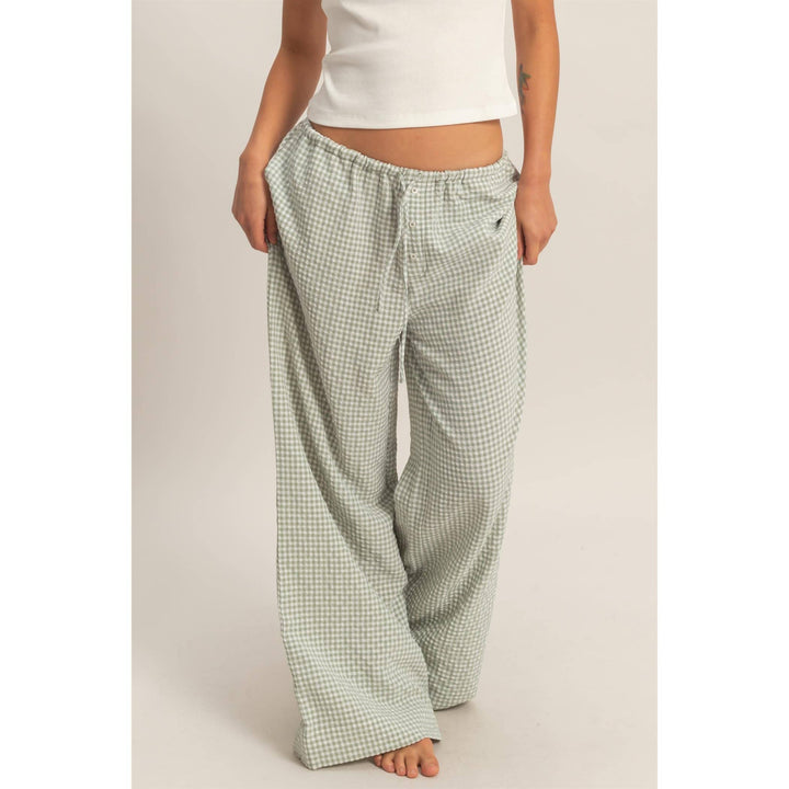 Emma Gingham Wide-Leg Pants