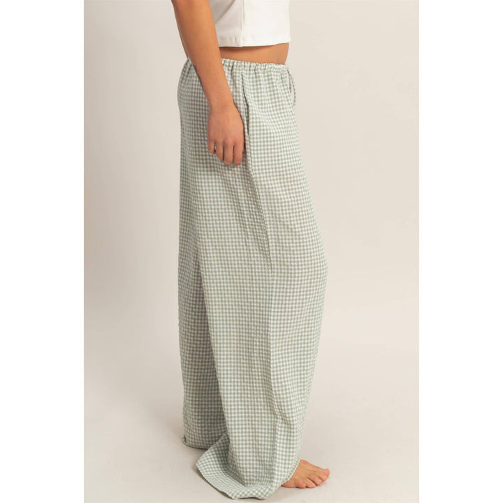 Emma Gingham Wide-Leg Pants
