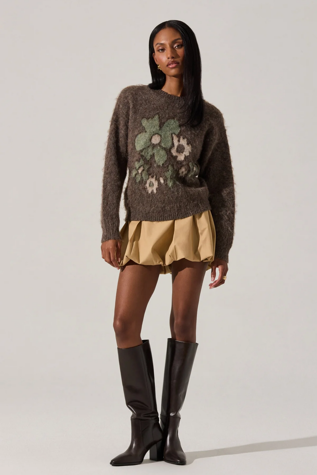 Conetta Brushed Knit Floral Sweater