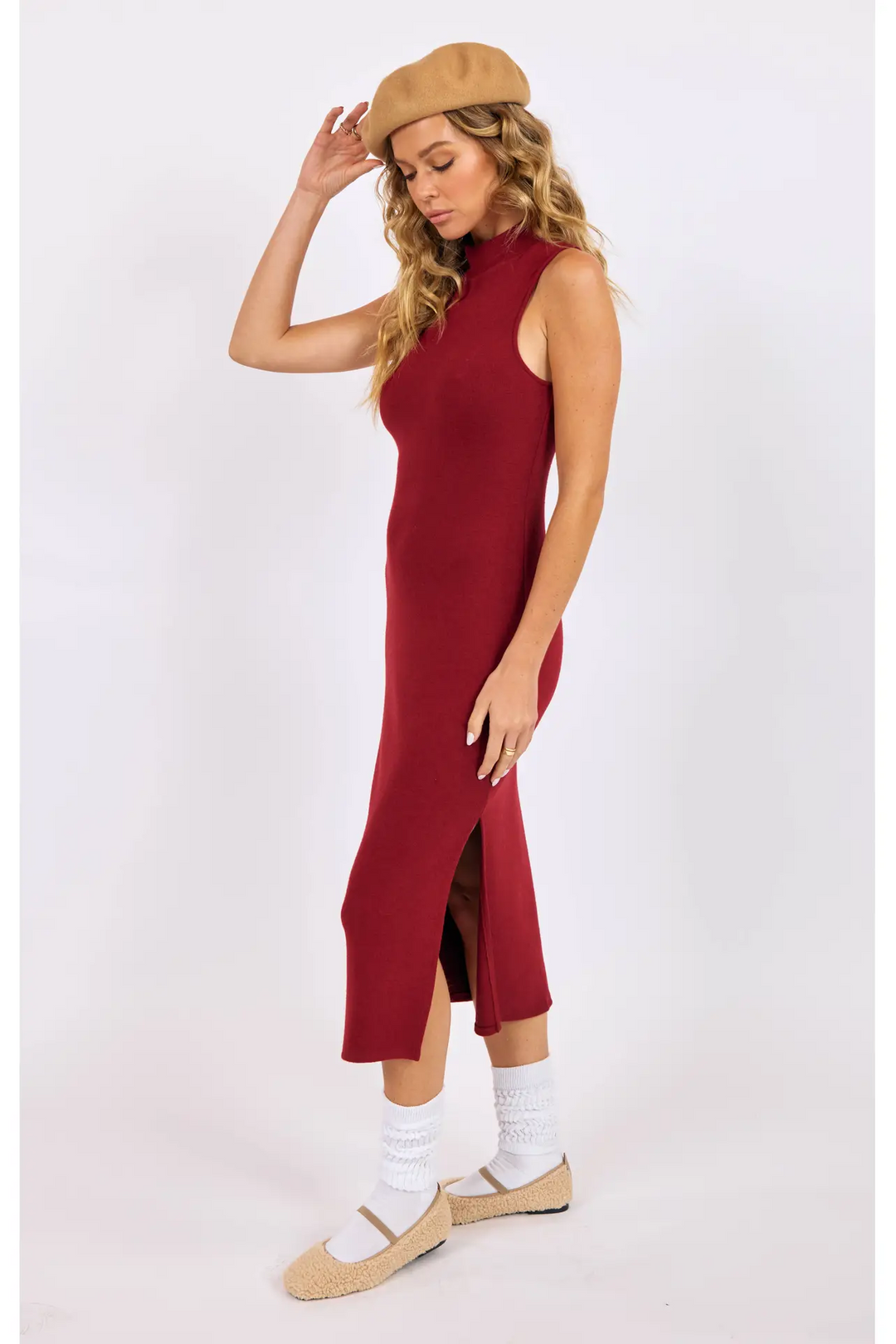 Macy High Neck Knit Midi Dress