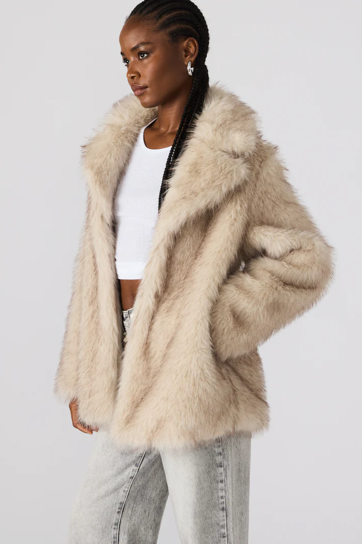 Kindra Faux Fur Collared Coat