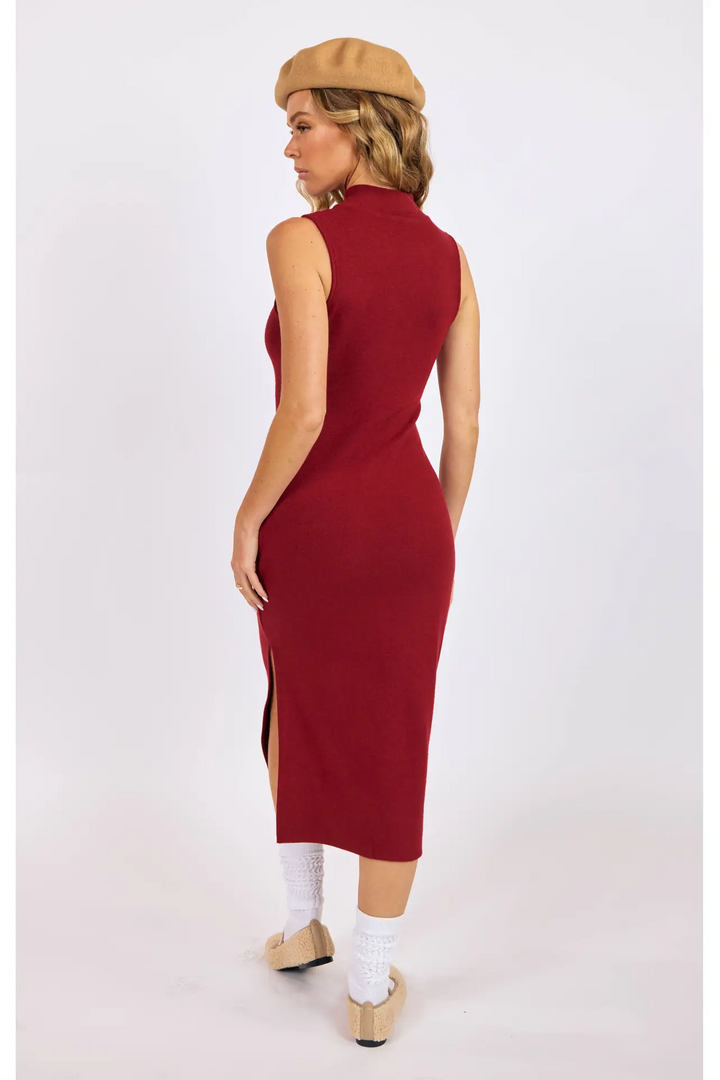 Macy High Neck Knit Midi Dress