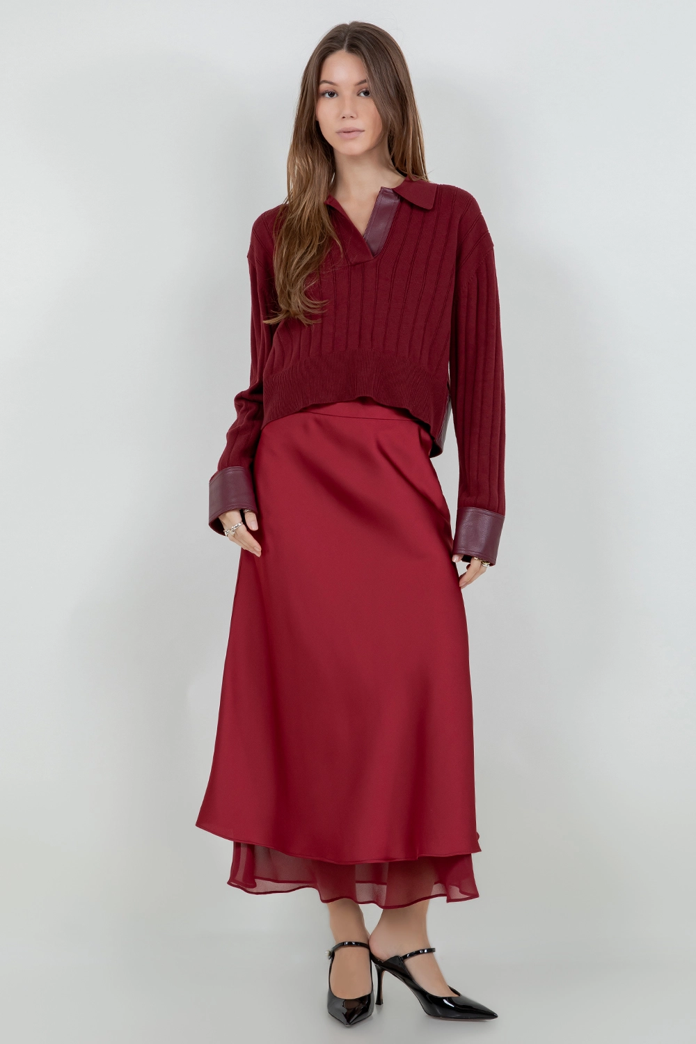 Sofie Satin Midi Skirt