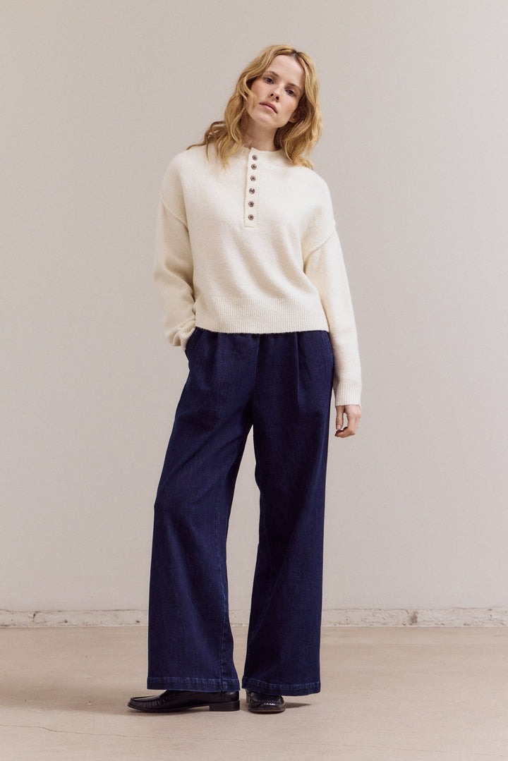 Henley Half Button Down Sweater