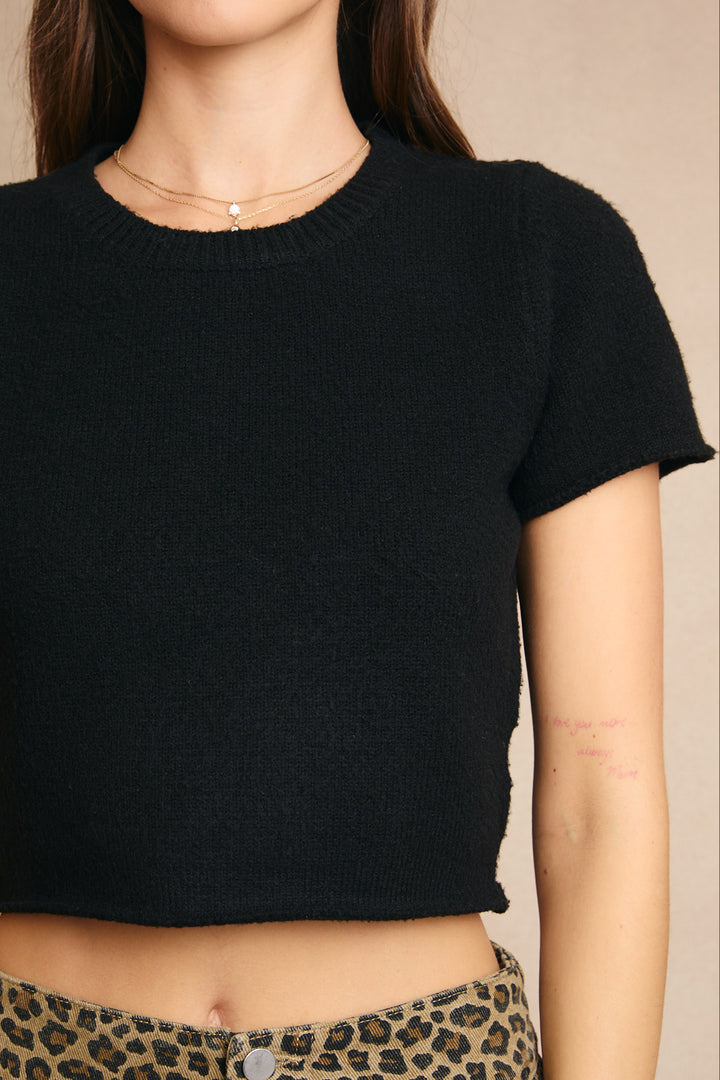 Short Sleeve Cropped Sweater Top