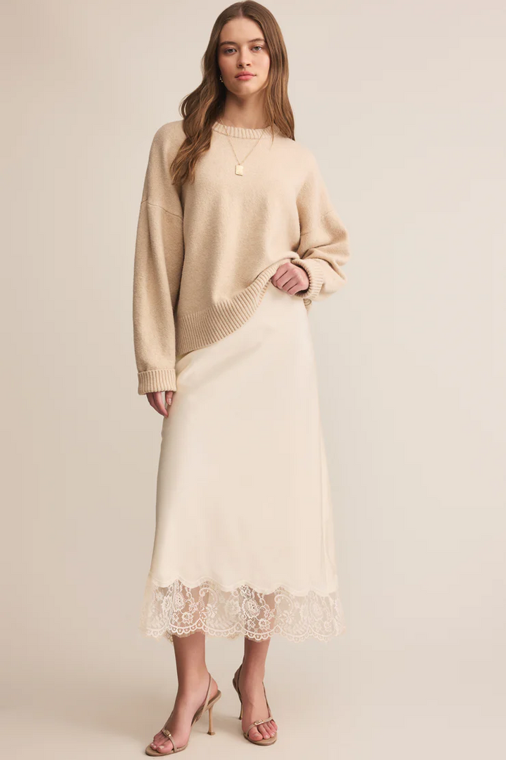 Cinder Lace Satin Midi Skirt