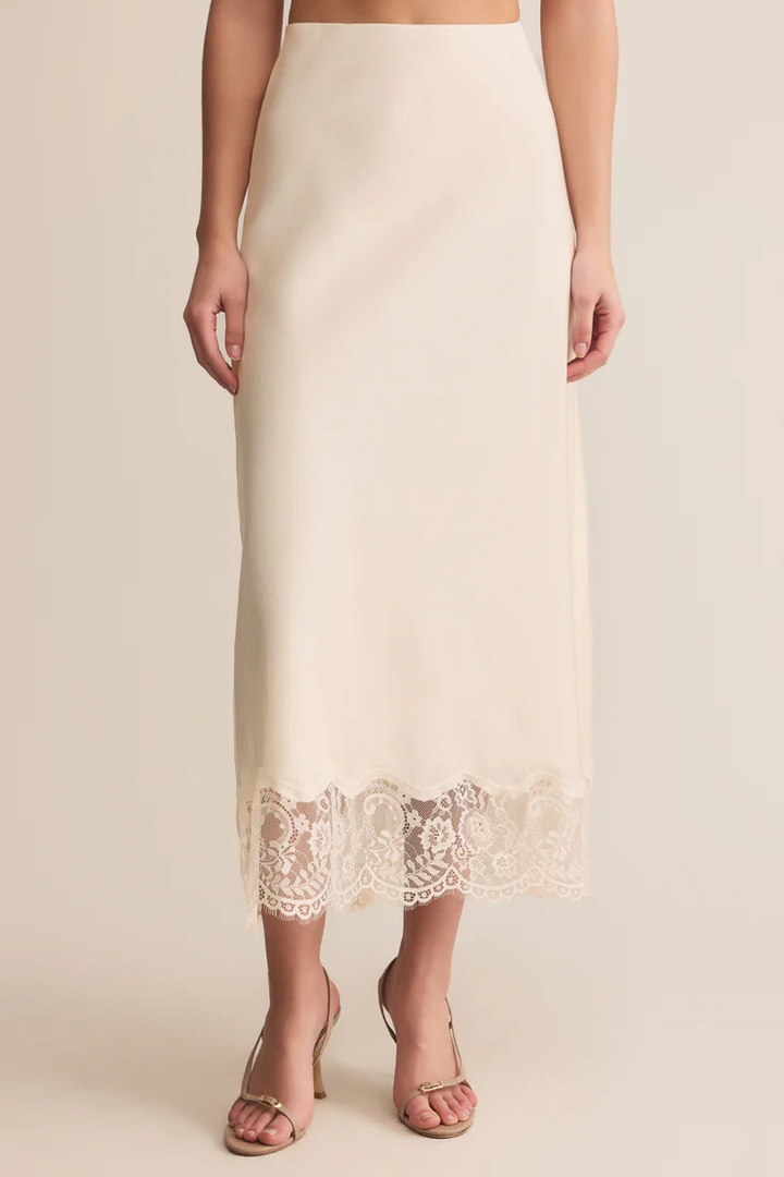 Cinder Lace Satin Midi Skirt