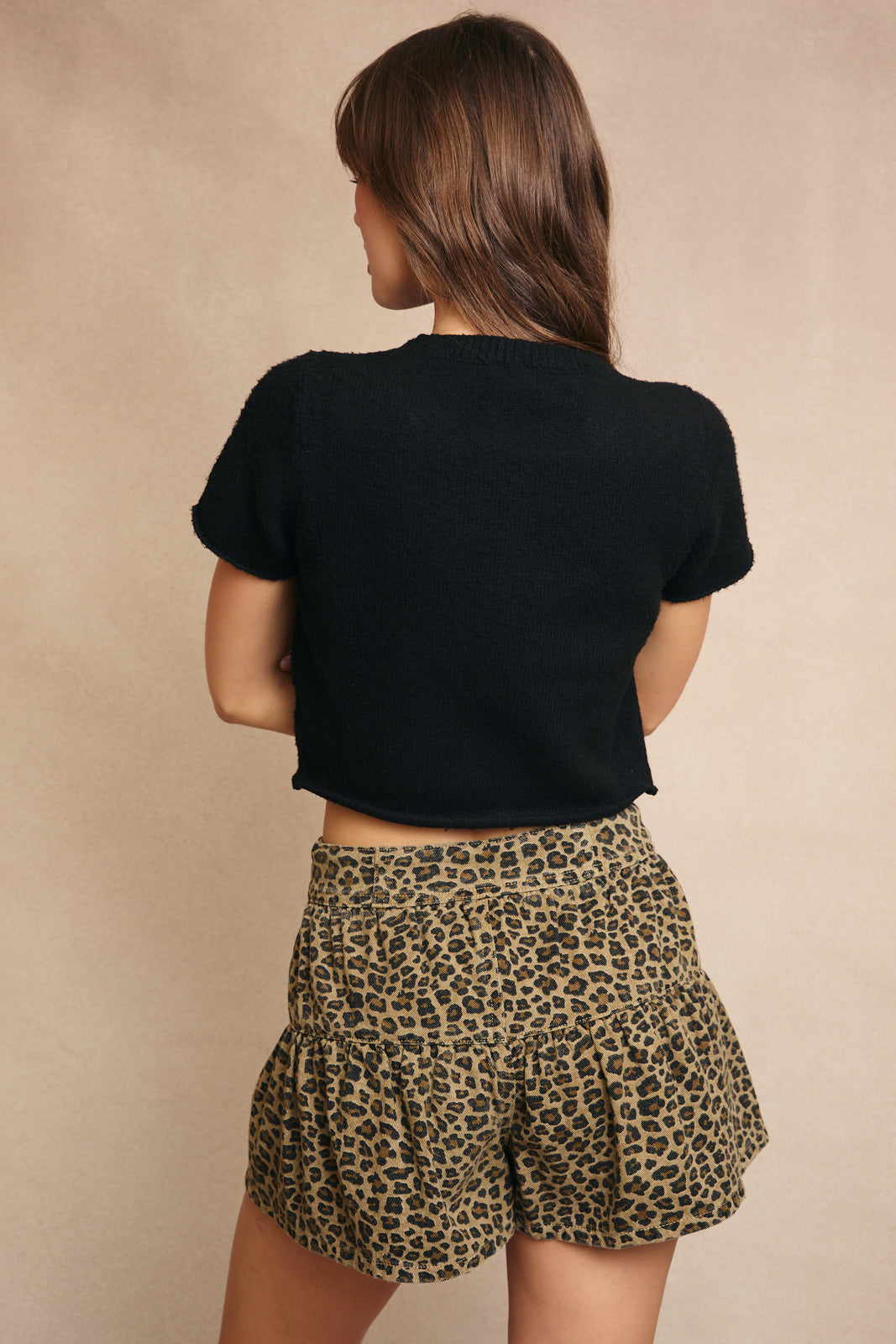 Short Sleeve Cropped Sweater Top