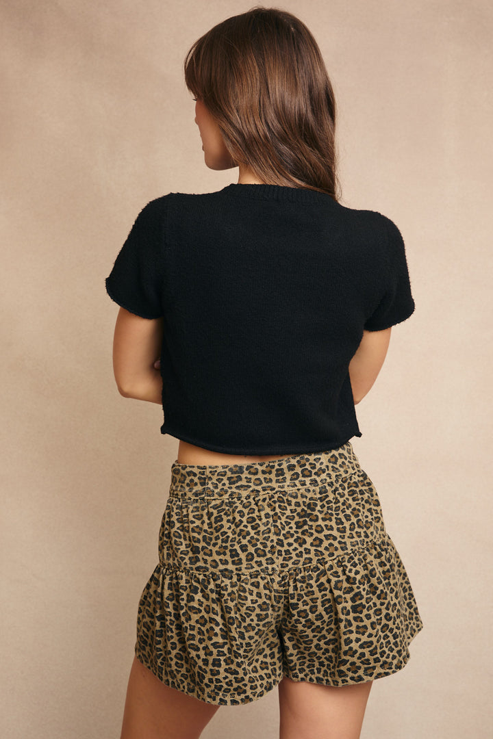 Short Sleeve Cropped Sweater Top