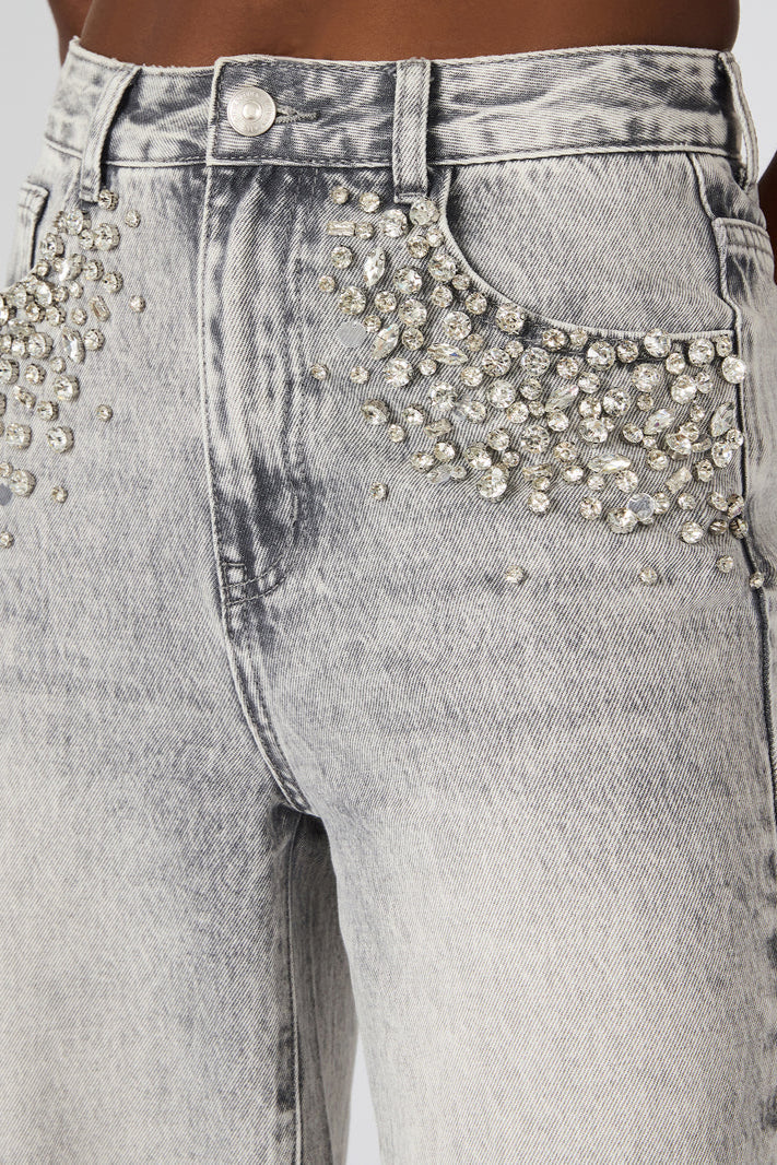 Eras Rhinestone Straight Legs Jeans
