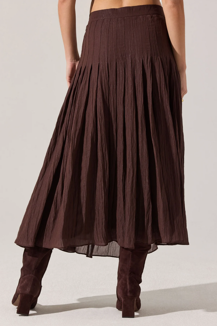 Daivini Pleated Crinkle Midi Skirt