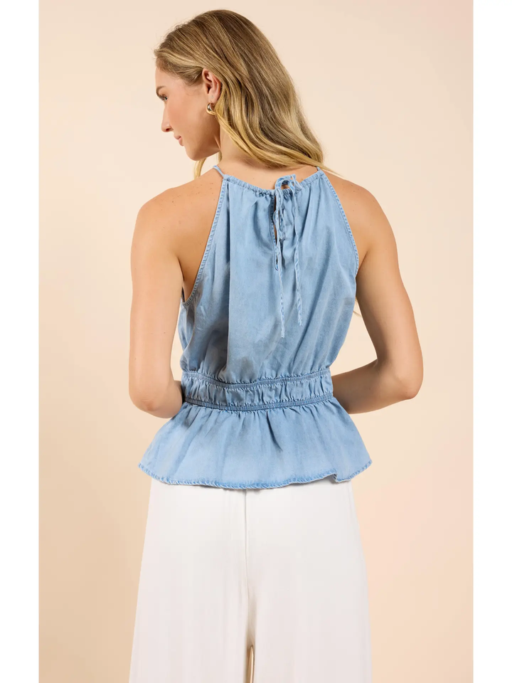 Abby Chambray Elastic Waist Tank