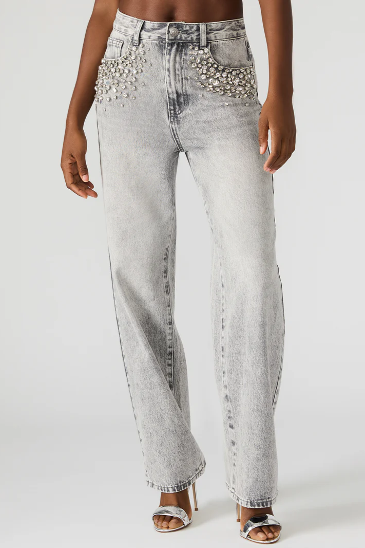 Eras Rhinestone Straight Legs Jeans
