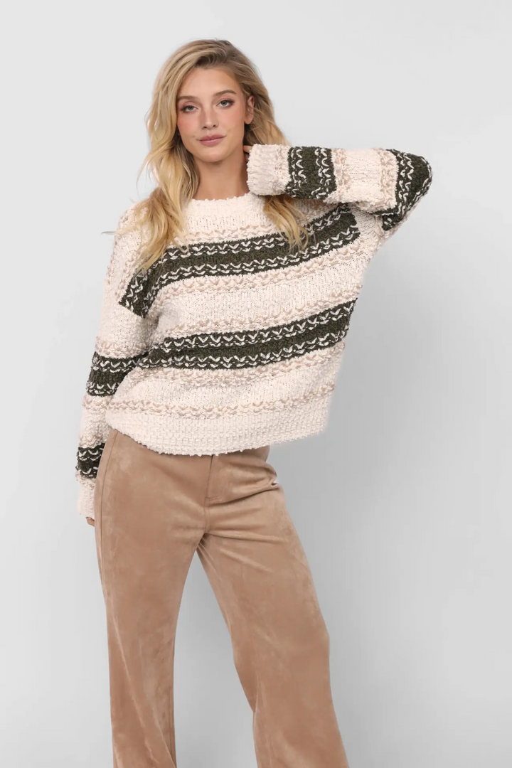 Autumn Textured Striped Sweater