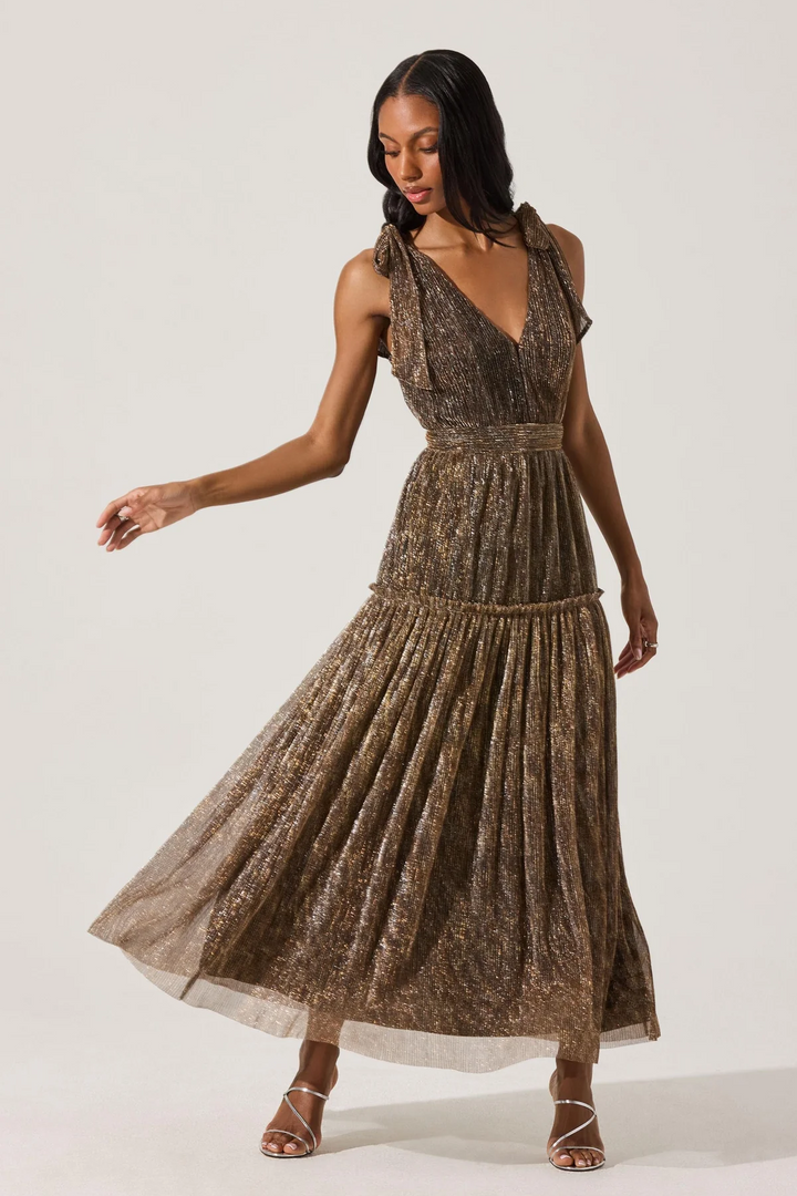 Desma Golden Midi Dress