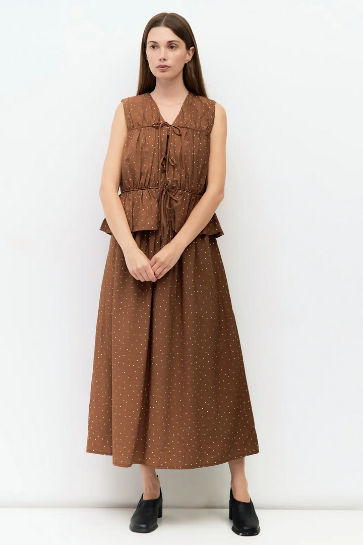 Poke Brown Tiered Blouse