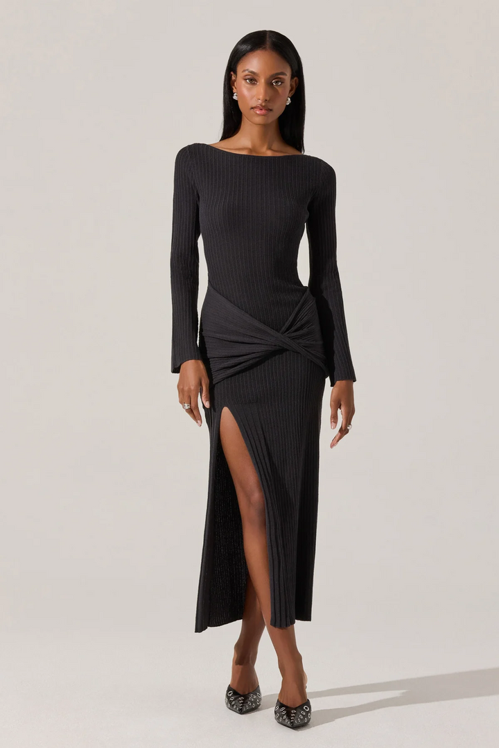 Arwyn Ribbed Layered Midi Sweater Dress