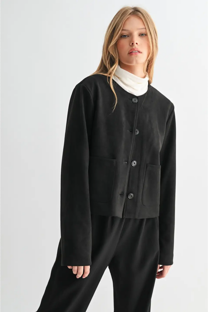 Suede Button Up Jacket