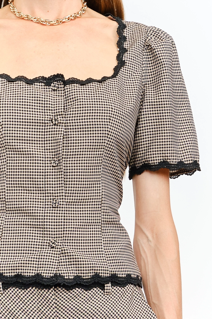 Bobby Gingham Square Neck Top