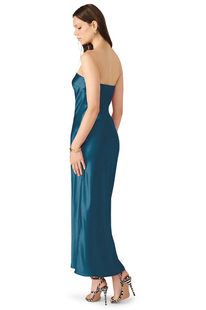 Jessamine Satin Strapless Slip Midi Dress