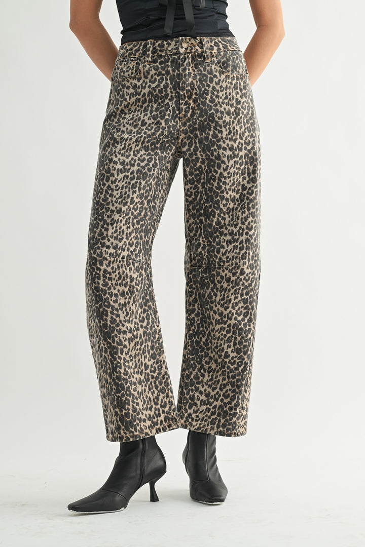 Leopard Barrel Jean