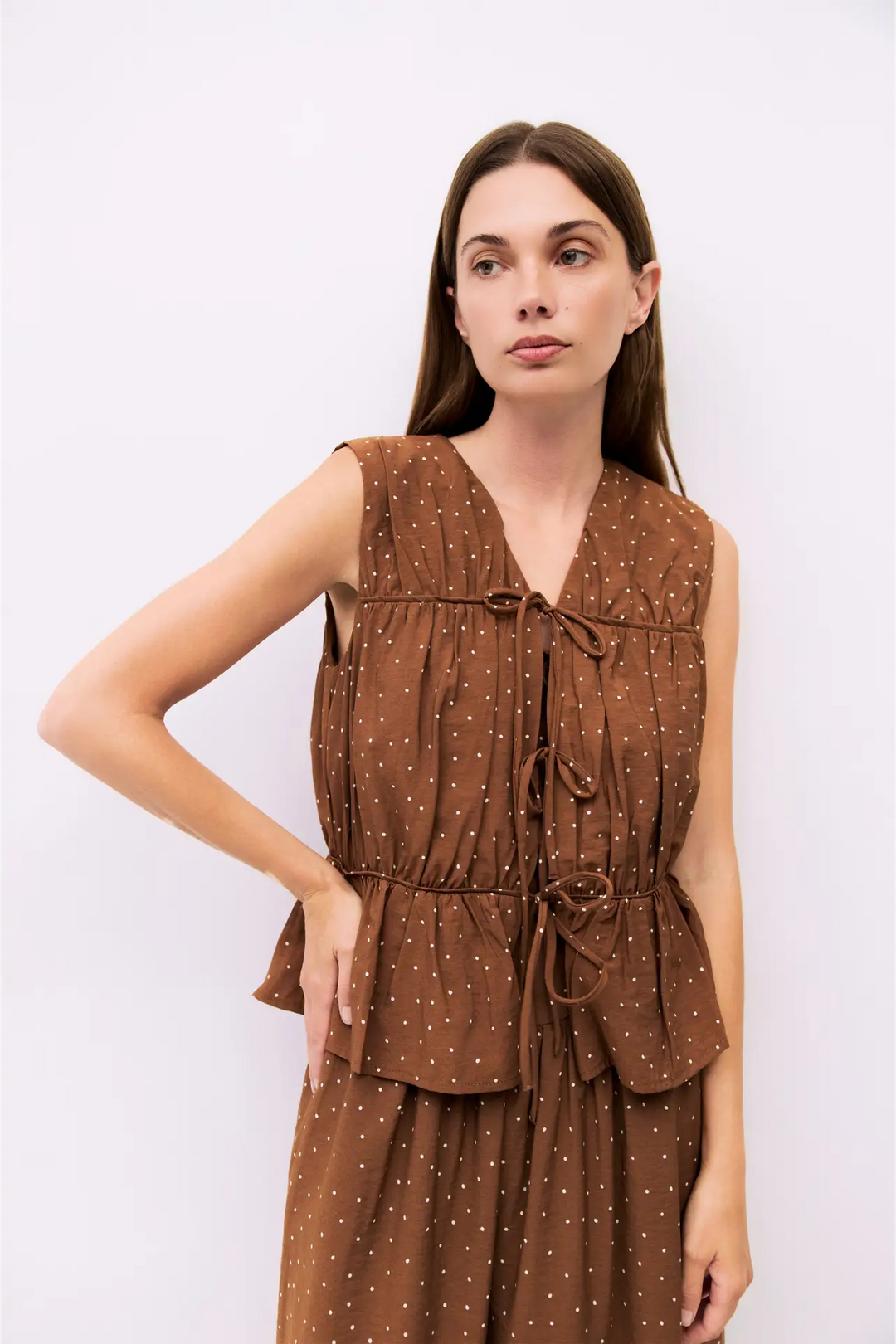 Poke Brown Tiered Blouse