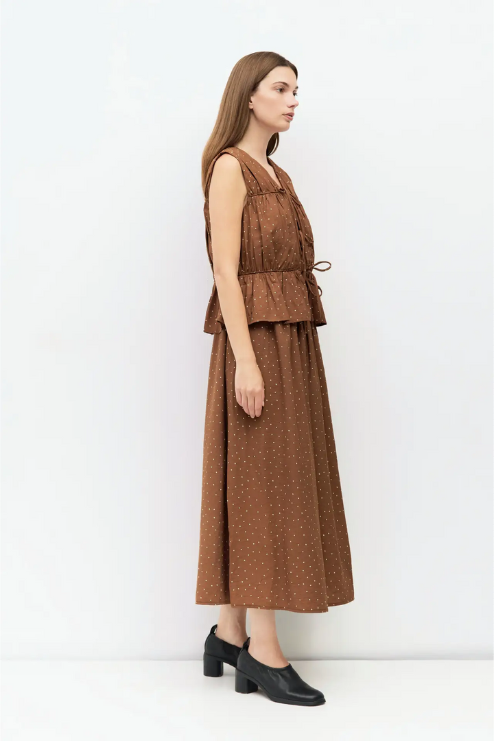 Poke Brown Tiered Blouse