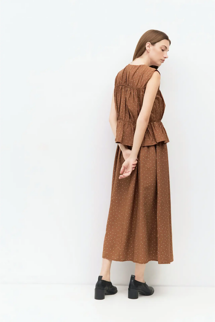 Poke Brown Tiered Blouse