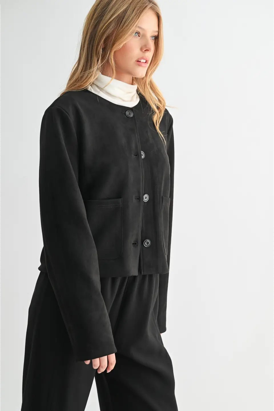 Suede Button Up Jacket